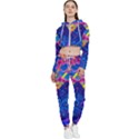 Blue And Purple Mountain Painting Psychedelic Colorful Lines Cropped Zip Up Lounge Set View1