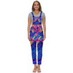 Blue And Purple Mountain Painting Psychedelic Colorful Lines Women s Pinafore Overalls Jumpsuit by Bedest