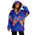 Blue And Purple Mountain Painting Psychedelic Colorful Lines Women s Ski and Snowboard Jacket View1