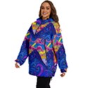 Blue And Purple Mountain Painting Psychedelic Colorful Lines Women s Ski and Snowboard Jacket View3