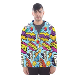 Graffiti Word Seamless Pattern Men s Hooded Windbreaker by Bedest