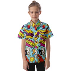 Graffiti Word Seamless Pattern Kids  Short Sleeve Shirt by Bedest