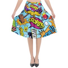 Graffiti Word Seamless Pattern Flared Midi Skirt