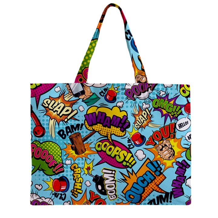 Comic Elements Colorful Seamless Pattern Zipper Mini Tote Bag