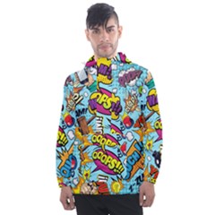 Graffiti Word Seamless Pattern Men s Front Pocket Pullover Windbreaker by Bedest