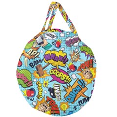 Comic Elements Colorful Seamless Pattern Giant Round Zipper Tote by Bedest