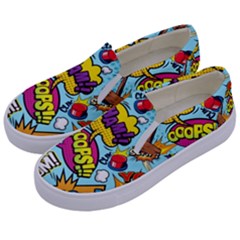 Comic Elements Colorful Seamless Pattern Kids  Canvas Slip Ons