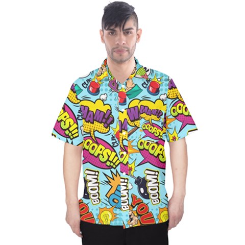 Graffiti Word Seamless Pattern Men s Hawaii Shirt by Bedest