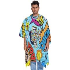 Graffiti Word Seamless Pattern Men s Hooded Rain Ponchos by Bedest