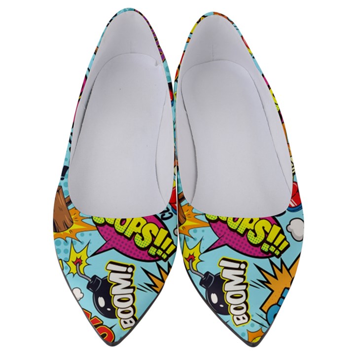 Comic Elements Colorful Seamless Pattern Women s Low Heels