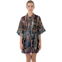 Menton Old Town France Half Sleeve Satin Kimono  by Bedest