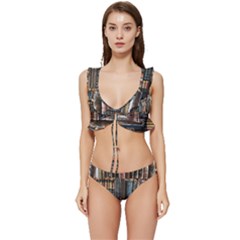 Menton Old Town France Low Cut Ruffle Edge Bikini Set by Bedest