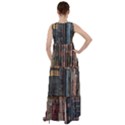 Seamless Pattern With Flower Bird Empire Waist Velour Maxi Dress View2