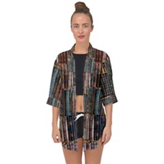 Artistic Psychedelic Hippie Peace Sign Trippy Open Front Chiffon Kimono by Bedest