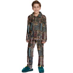 Artistic Psychedelic Hippie Peace Sign Trippy Kids  Long Sleeve Velvet Pajamas Set by Bedest