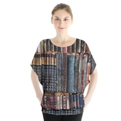 Abstract Colorful Texture Batwing Chiffon Blouse