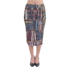 Abstract Colorful Texture Velvet Midi Pencil Skirt