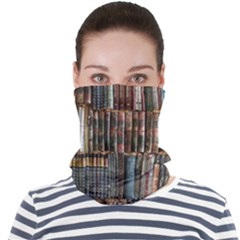 Assorted Title Of Books Piled In The Shelves Assorted Book Lot Inside The Wooden Shelf Face Seamless Bandana (adult) by Bedest