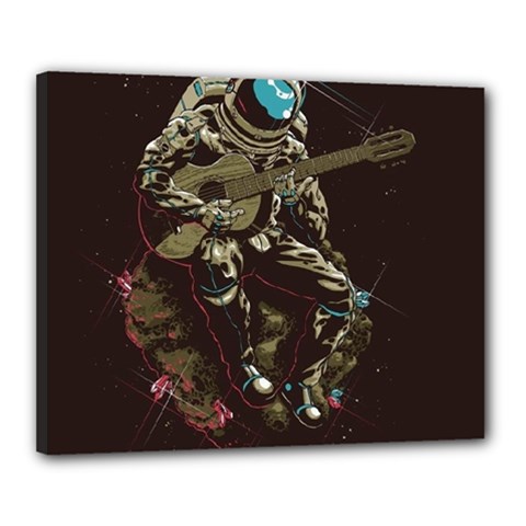 Astronaut Playing Guitar Parody Canvas 20  X 16  (stretched) by Cemarart