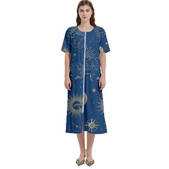 Asian Seamless Galaxy Pattern Women s Cotton Short Sleeve Night Gown by Cemarart