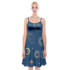 Asian Seamless Galaxy Pattern Spaghetti Strap Velvet Dress by Cemarart