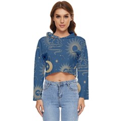 Asian Seamless Galaxy Pattern Women s Lightweight Cropped Hoodie by Cemarart