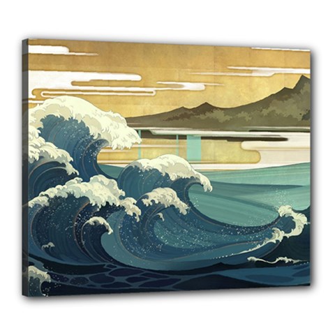 Sea Asia Waves Japanese Art The Great Wave Off Kanagawa Canvas 24  X 20  (stretched) by Cemarart