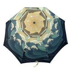 Sea Asia Waves Japanese Art The Great Wave Off Kanagawa Folding Umbrellas by Cemarart