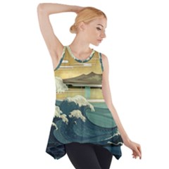 Sea Asia Waves Japanese Art The Great Wave Off Kanagawa Side Drop Tank Tunic by Cemarart