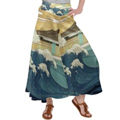 Sea Asia Waves Japanese Art The Great Wave Off Kanagawa Women s Satin Palazzo Pants by Cemarart