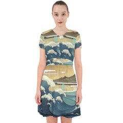 Sea Asia Waves Japanese Art The Great Wave Off Kanagawa Adorable In Chiffon Dress by Cemarart