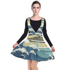 Sea Asia Waves Japanese Art The Great Wave Off Kanagawa Plunge Pinafore Dress by Cemarart