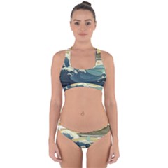 Sea Asia Waves Japanese Art The Great Wave Off Kanagawa Cross Back Hipster Bikini Set by Cemarart