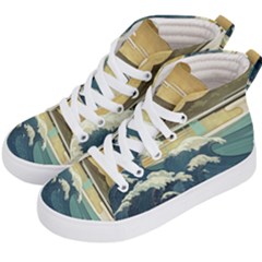 Sea Asia Waves Japanese Art The Great Wave Off Kanagawa Kids  Hi-top Skate Sneakers by Cemarart