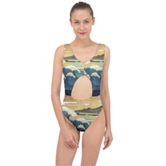 Sea Asia Waves Japanese Art The Great Wave Off Kanagawa Center Cut Out Swimsuit by Cemarart