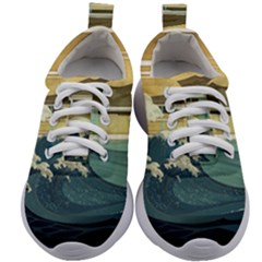 Sea Asia Waves Japanese Art The Great Wave Off Kanagawa Kids Athletic Shoes by Cemarart