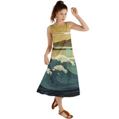 Sea Asia Waves Japanese Art The Great Wave Off Kanagawa Summer Maxi Dress by Cemarart