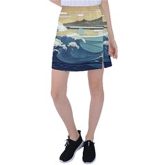 Sea Asia Waves Japanese Art The Great Wave Off Kanagawa Tennis Skirt by Cemarart