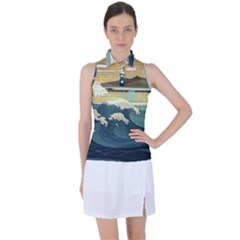 Sea Asia Waves Japanese Art The Great Wave Off Kanagawa Women s Sleeveless Polo T-shirt by Cemarart