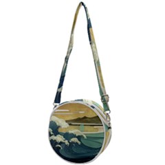 Sea Asia Waves Japanese Art The Great Wave Off Kanagawa Crossbody Circle Bag by Cemarart