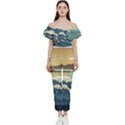 Sea Asia Waves Japanese Art The Great Wave Off Kanagawa Bardot Ruffle jumpsuit View1