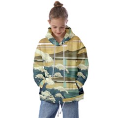 Sea Asia Waves Japanese Art The Great Wave Off Kanagawa Kids  Oversized Hoodie by Cemarart