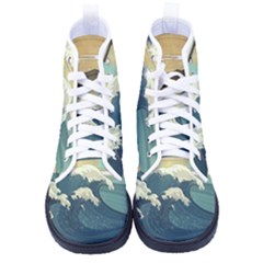 Sea Asia Waves Japanese Art The Great Wave Off Kanagawa Men s High-top Canvas Sneakers by Cemarart