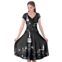 Photography Of Buildings New York City  Nyc Skyline Cap Sleeve Wrap Front Dress by Cemarart