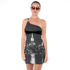 Photography Of Buildings New York City  Nyc Skyline One Shoulder Ring Trim Bodycon Dress by Cemarart