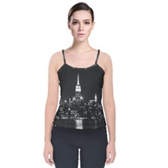 Photography Of Buildings New York City  Nyc Skyline Velvet Spaghetti Strap Top by Cemarart