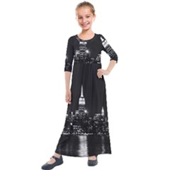 Photography Of Buildings New York City  Nyc Skyline Kids  Quarter Sleeve Maxi Dress by Cemarart