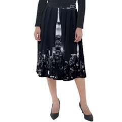 Photography Of Buildings New York City  Nyc Skyline Classic Velour Midi Skirt  by Cemarart