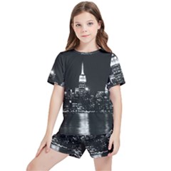 Photography Of Buildings New York City  Nyc Skyline Kids  T-shirt And Sports Shorts Set by Cemarart