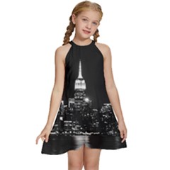 Photography Of Buildings New York City  Nyc Skyline Kids  Halter Collar Waist Tie Chiffon Dress by Cemarart